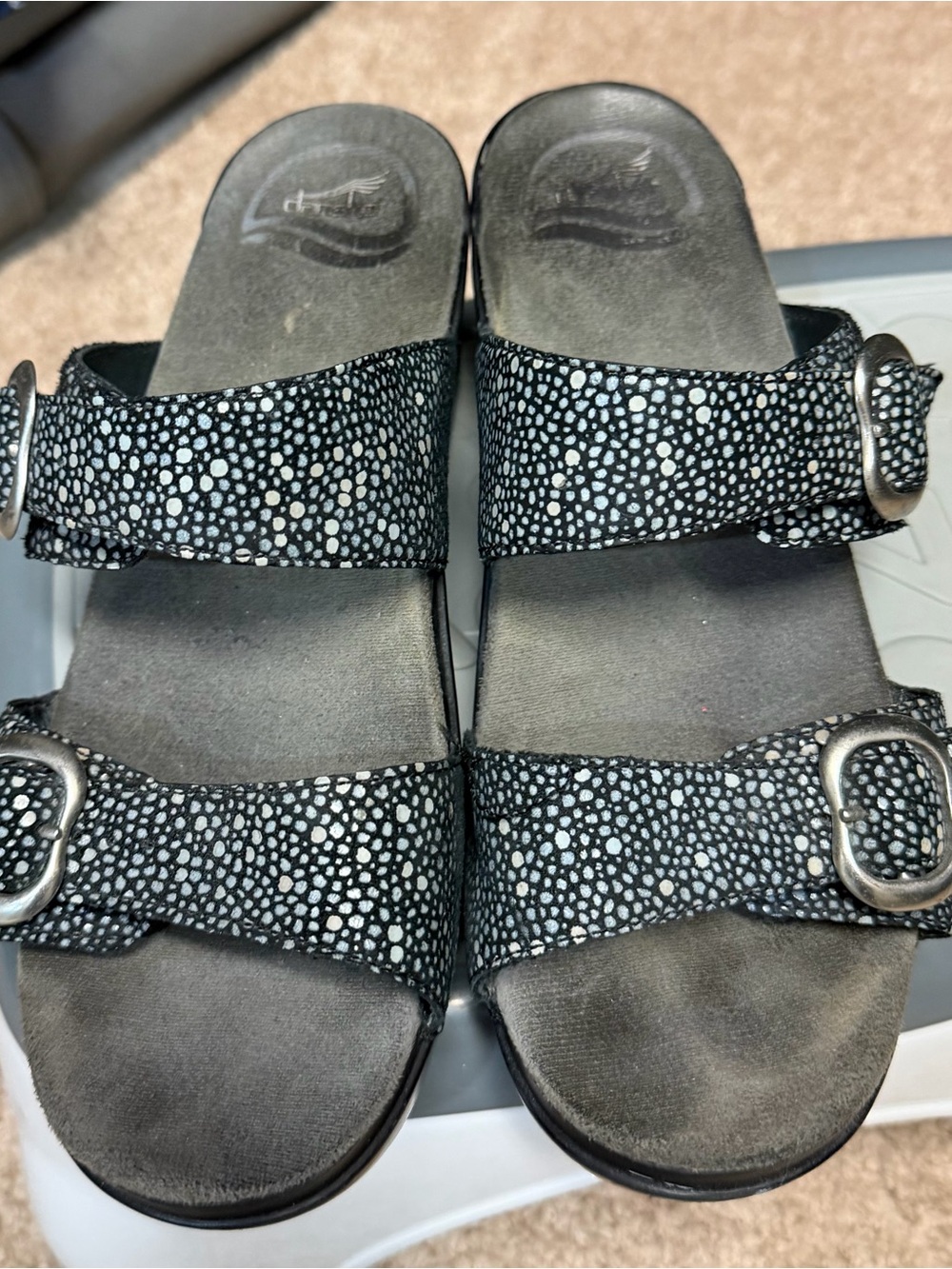 Dansko Sophie Women’s Black Dot-Print Comfort Slide Sandals